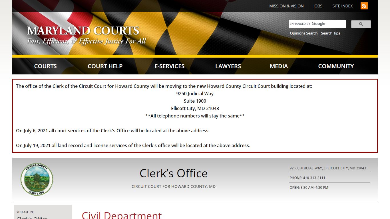 Civil Department | Maryland Courts